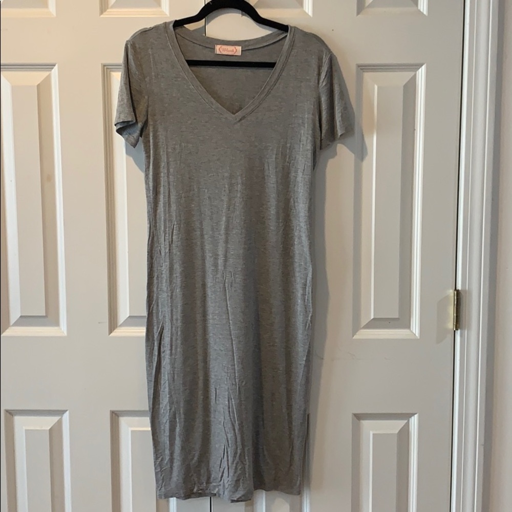 Gray V-Neck T-Shirt Dress